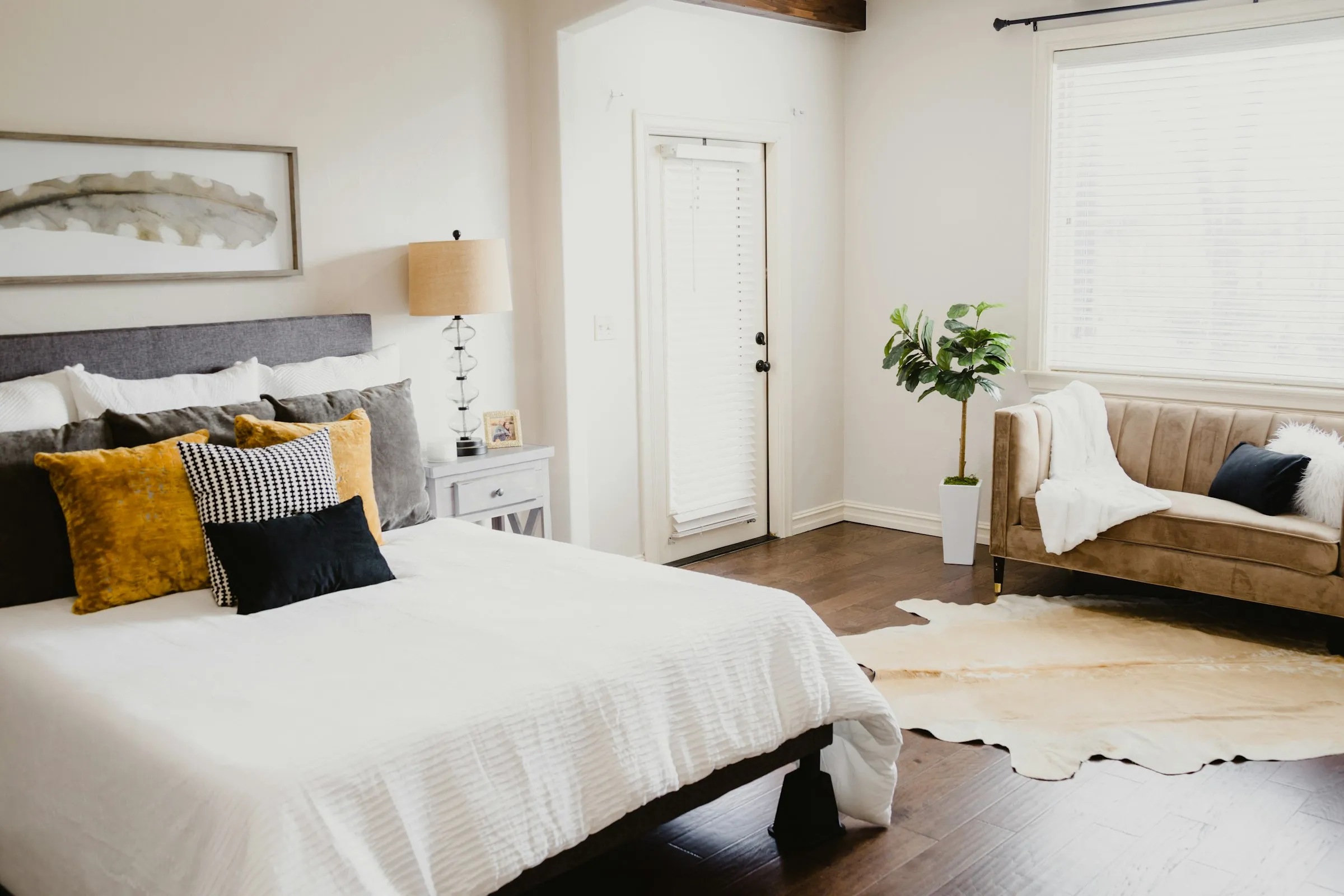 White bed linen in a quiet bedroom